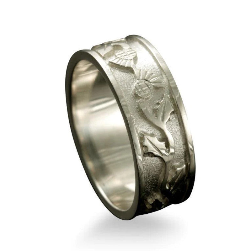 Scottish Thistle Band Ring in Silver or Gold - R132- Shetland