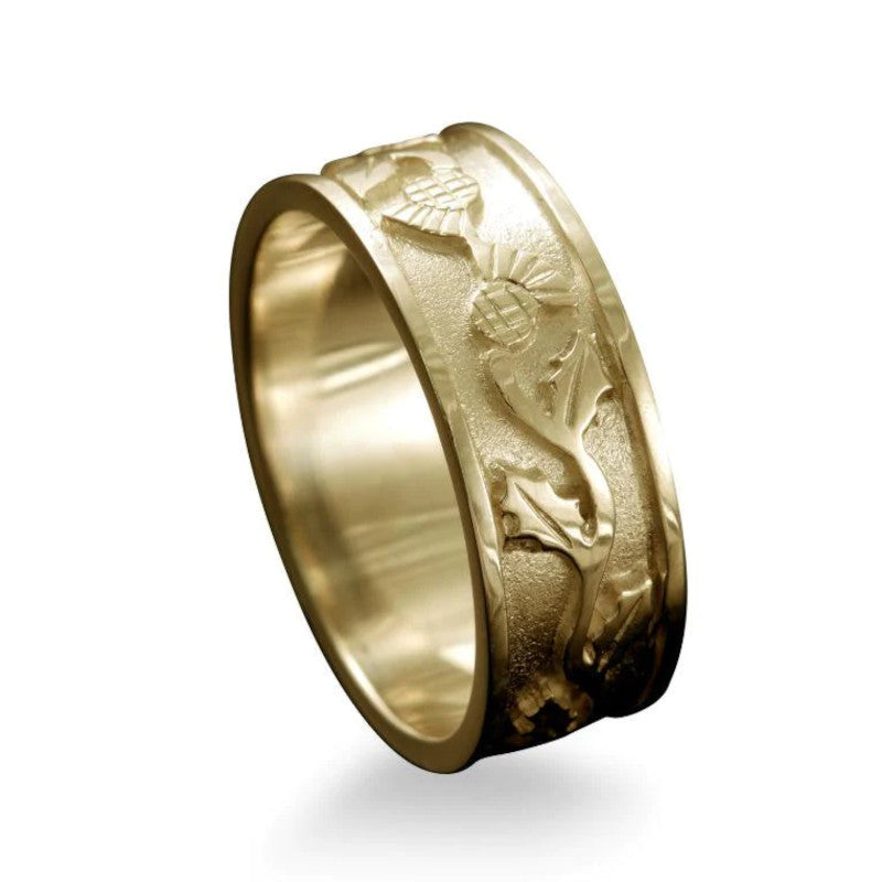 Scottish Thistle Band Ring in Silver or Gold - R132- Shetland