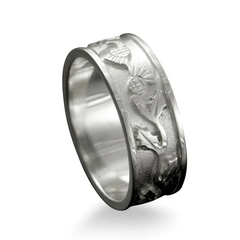 Scottish Thistle Band Ring in Silver or Gold - R132- Shetland