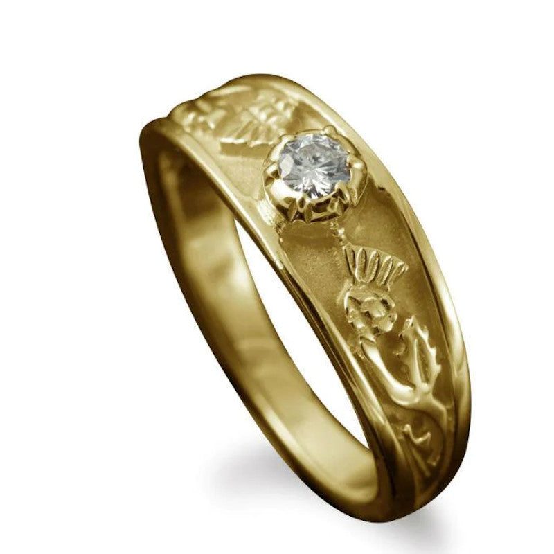 Thistle Ring in Gold or Platinum with Diamond - R133/12 Shetland