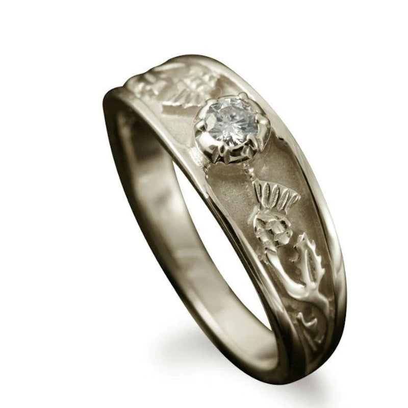 Thistle Ring in Gold or Platinum with Diamond - R133/12 Shetland