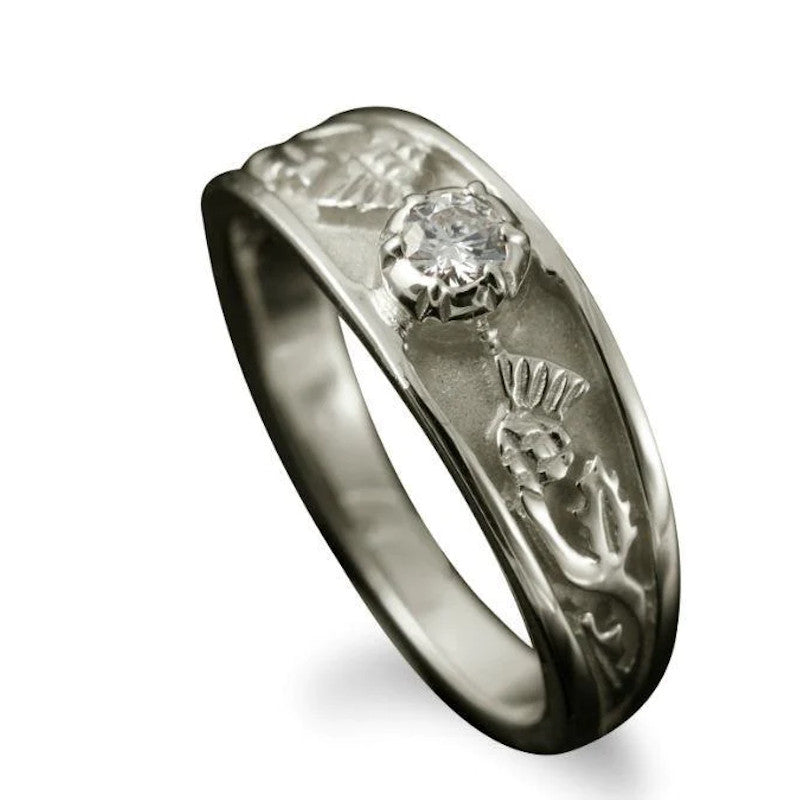 Thistle Ring in Gold or Platinum with Diamond - R133/12 Shetland