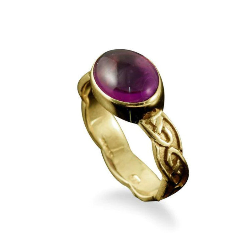 Muckle Celtic Ring in Silver or Gold with Amethyst - R144/AM Shetland