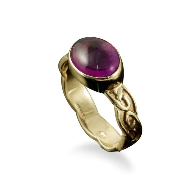 Muckle Celtic Ring in Silver or Gold with Amethyst - R144/AM Shetland