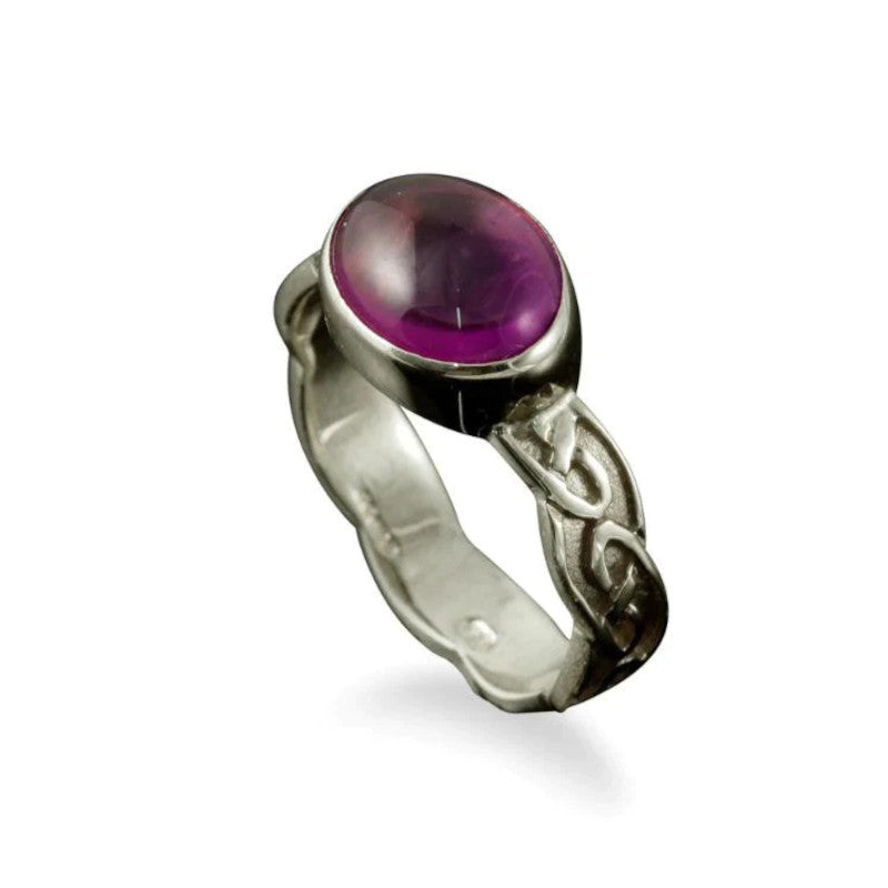 Muckle Celtic Ring in Silver or Gold with Amethyst - R144/AM Shetland
