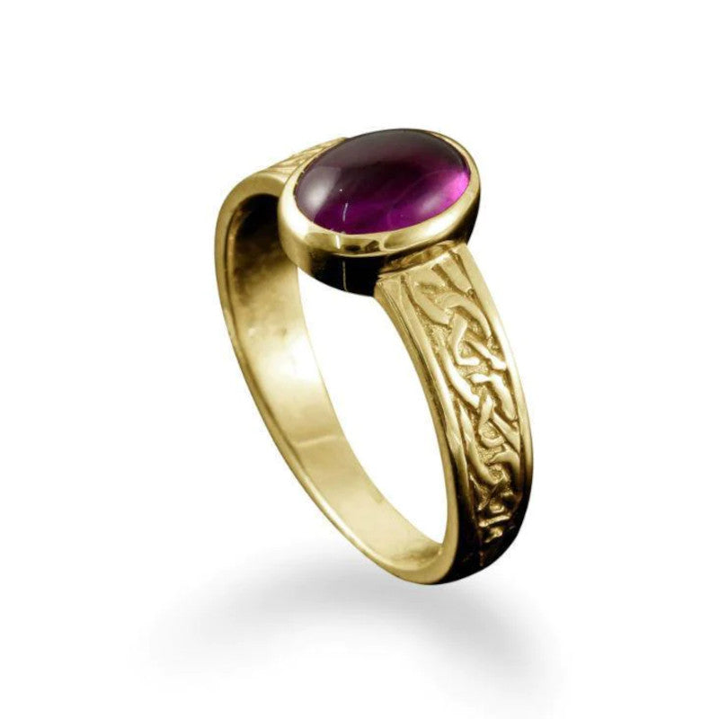 Uyea Celtic Ring Amethyst Silver or 9ct Gold - R147/AM-s Shetland