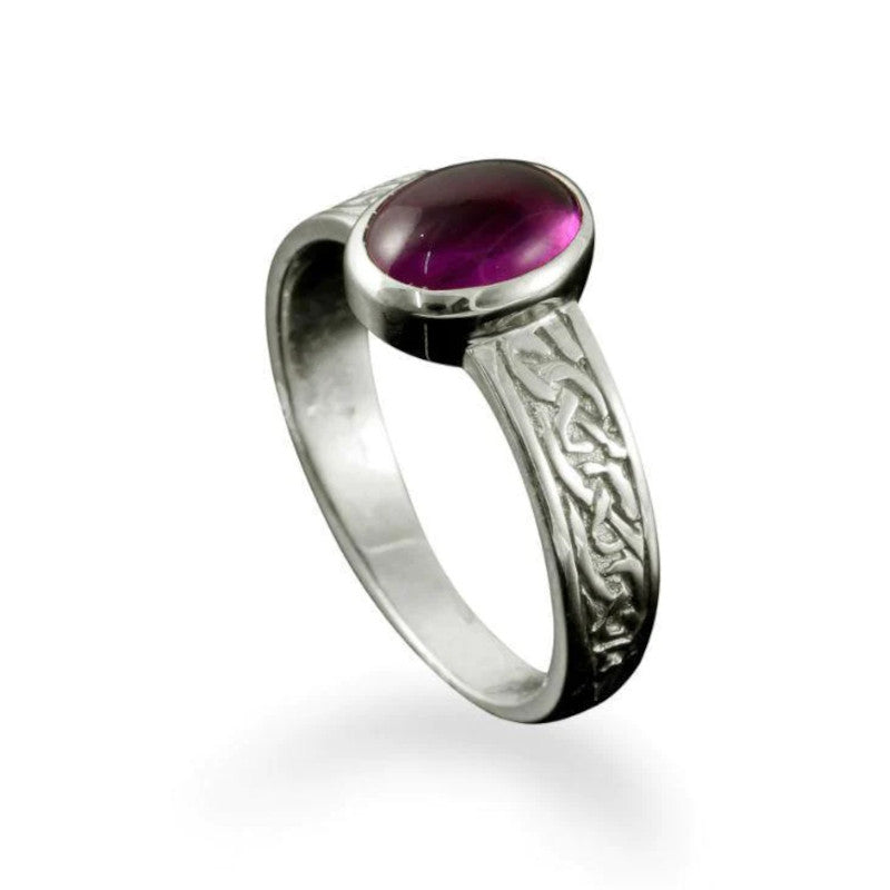 Uyea Celtic Ring Amethyst Silver or 9ct Gold - R147/AM-s Shetland