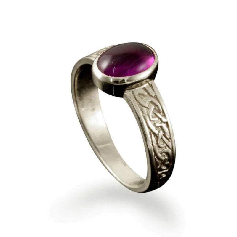 Uyea Celtic Ring Amethyst Silver or 9ct Gold - R147/AM-s Shetland