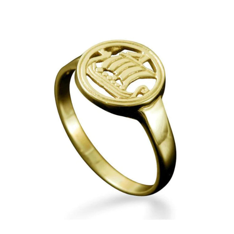 Viking Galley Large Ring in Silver or Gold - R9 Shetland