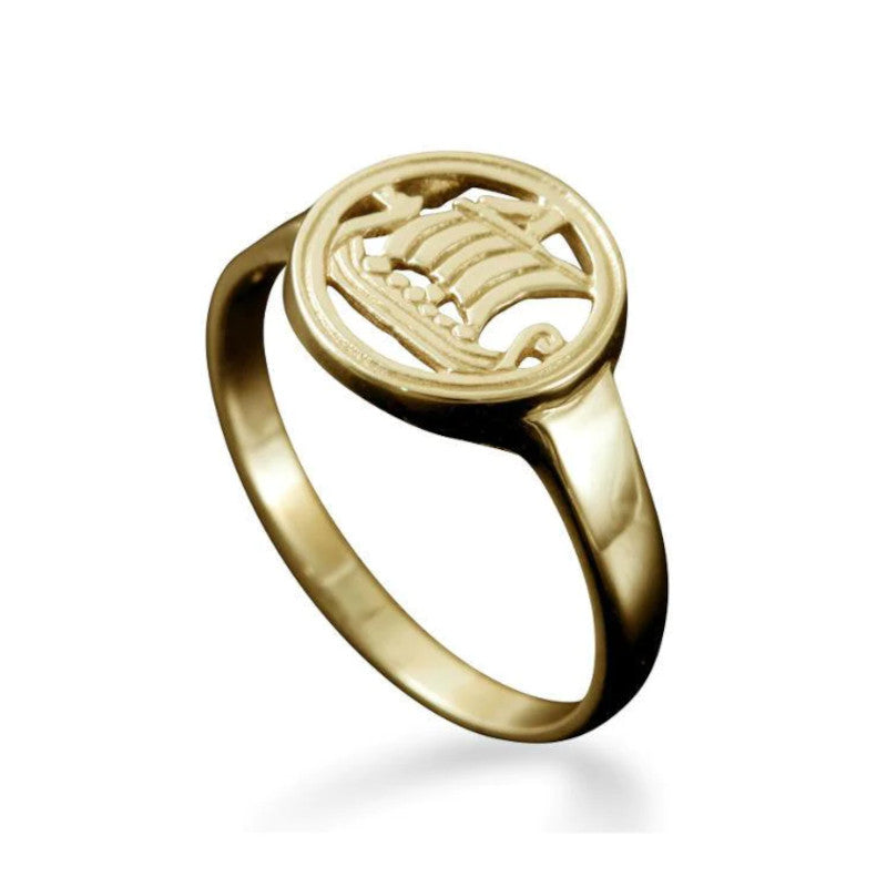 Viking Galley Large Ring in Silver or Gold - R9 Shetland