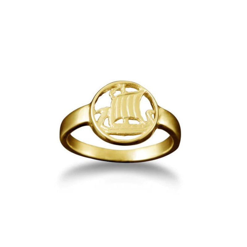 Viking Galley Small Ring in Silver or Gold - R99 Shetland