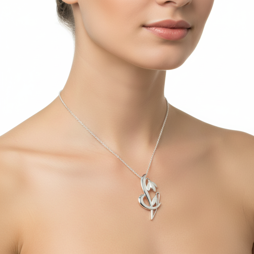 Sheila Fleet EP226 Snowdrop Pendant | Orkney Spring in Silver