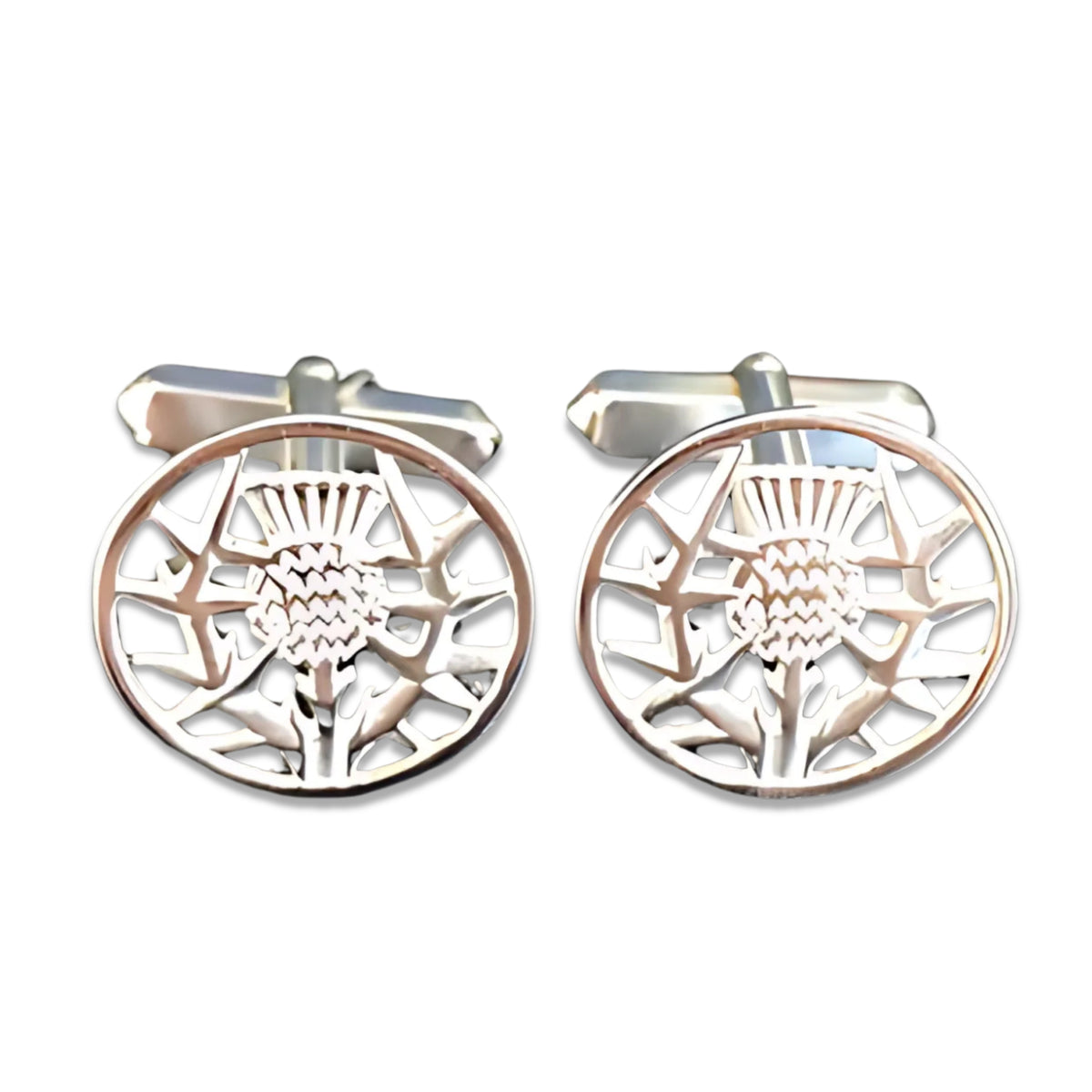 Shetland Silver Thistle Cufflinks - C422-Ogham Jewellery