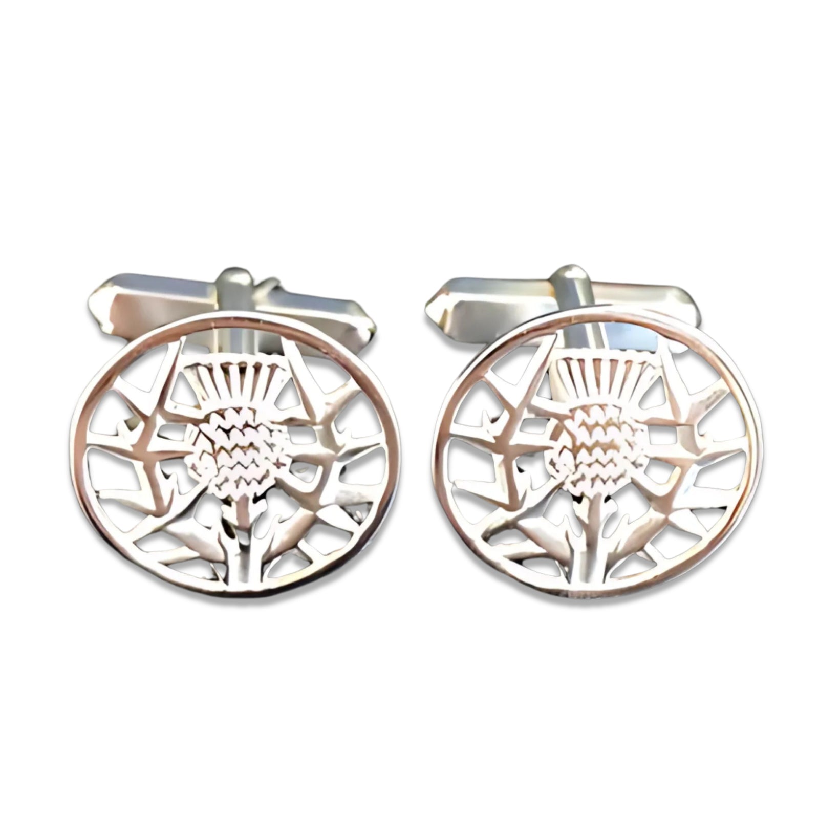 Shetland Silver Thistle Cufflinks - C422-Ogham Jewellery