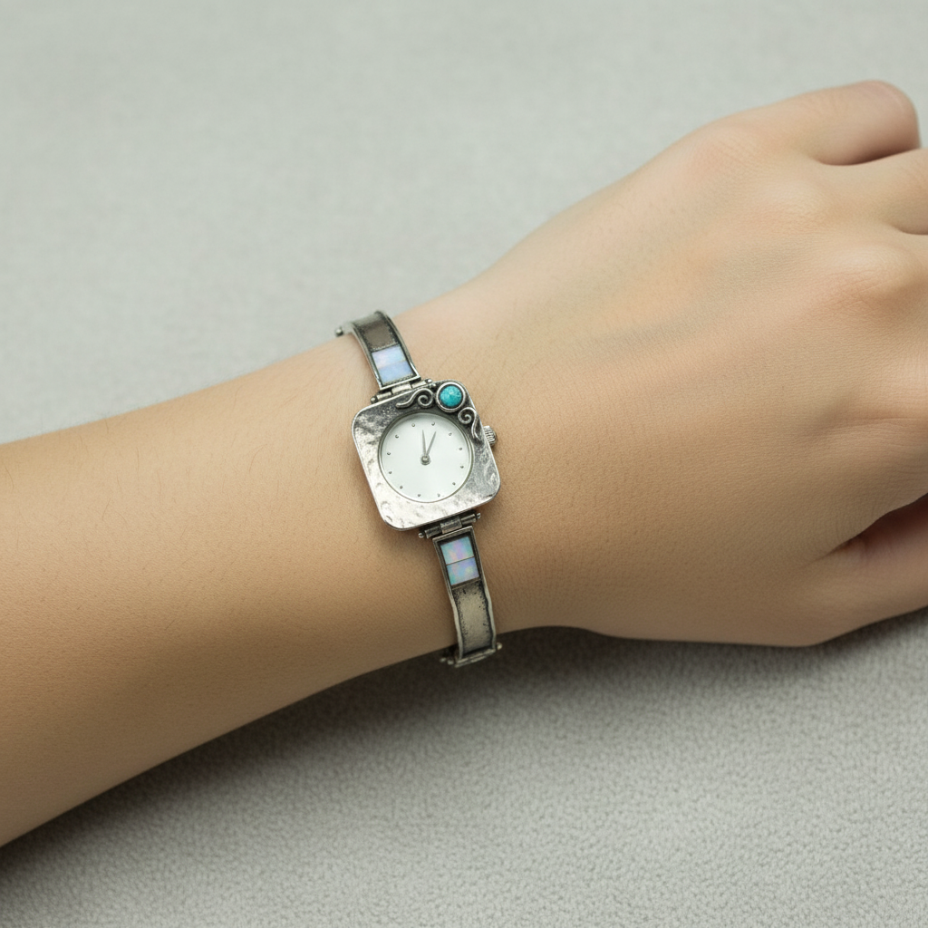 Sterling Silver and Opaline Watch