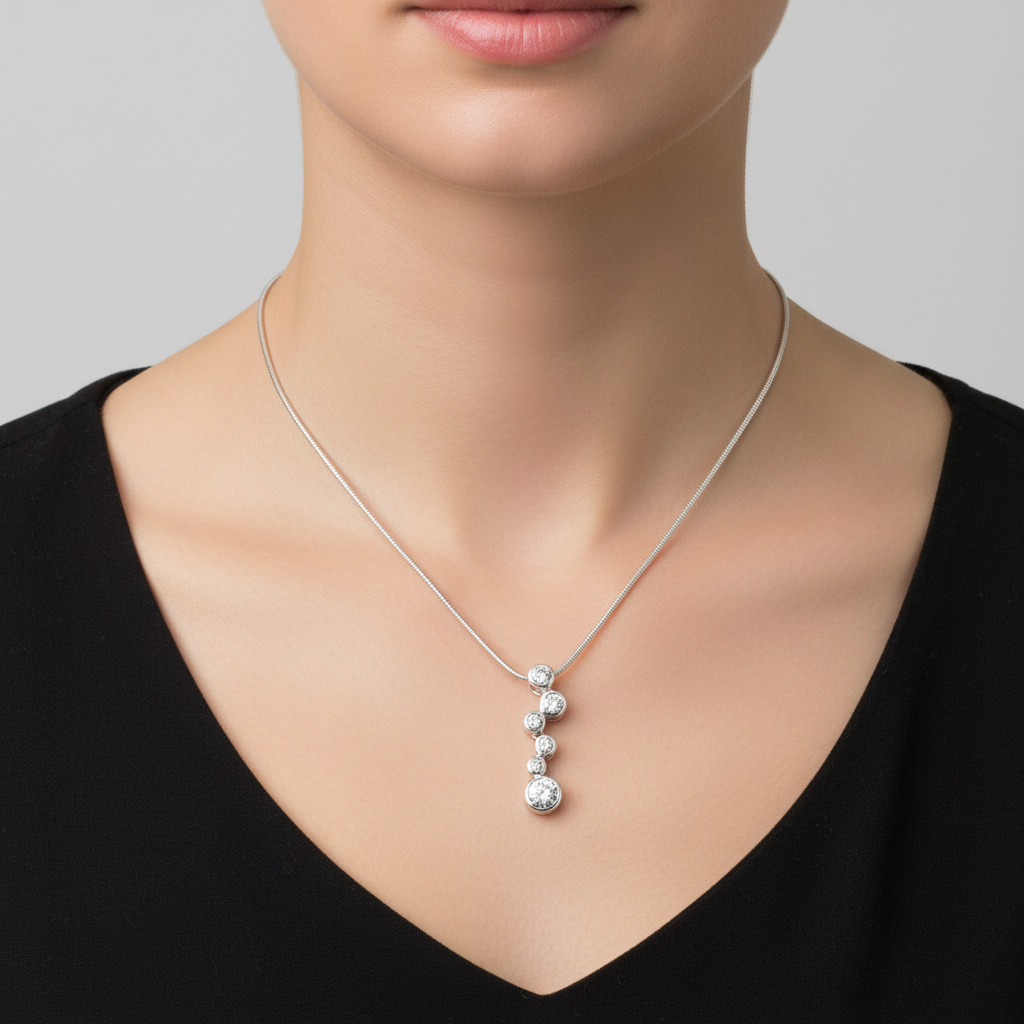 Sterling Silver &amp; Cubic Zirconia Pendant - P1325