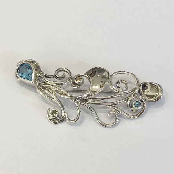 Sterling Silver Gemstone Brooch M457