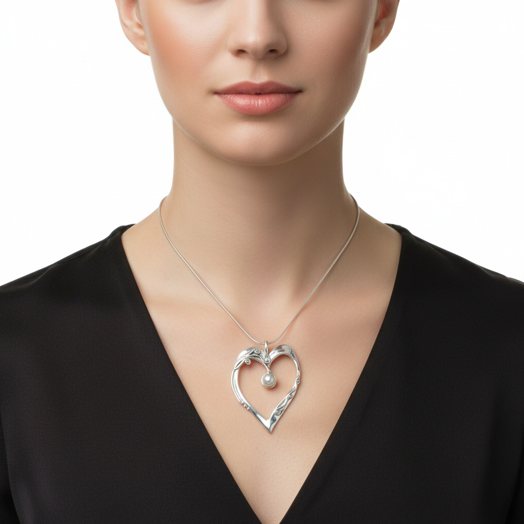 Sterling Silver & Heart Necklace -H111 Hagit Gorali