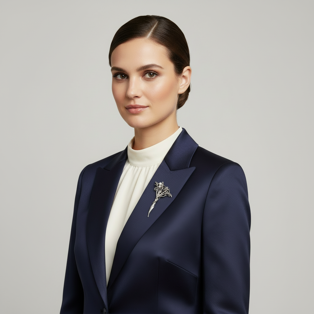 Sterling Silver Pearl Brooch H409