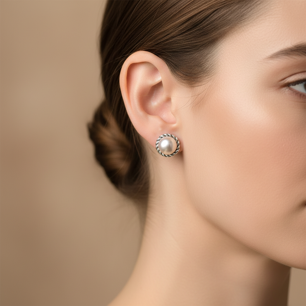 Silver And Pearl Earrings -ED8758