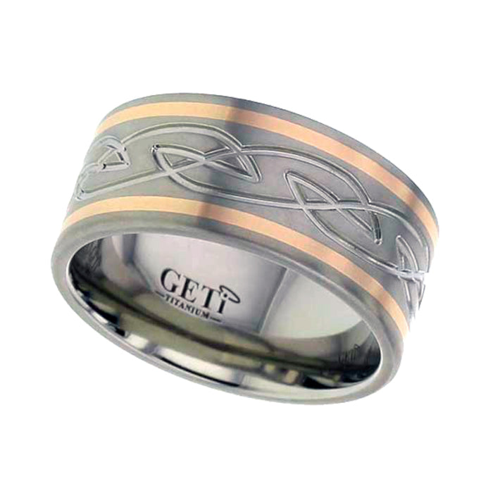 Celtic Titanium And 18ct Rose Gold Ring - 2259i-18KR