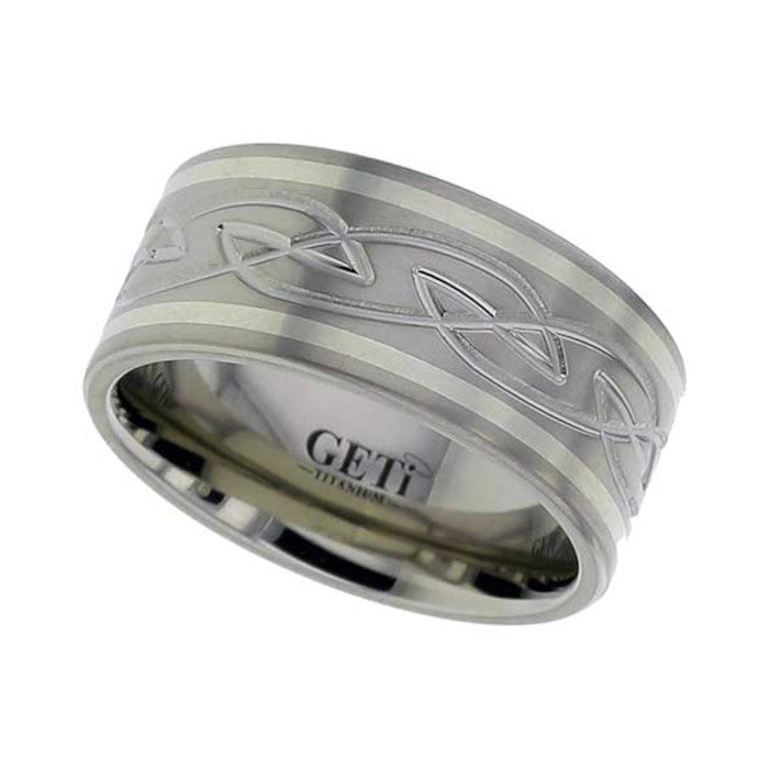 Titanium And White Gold Celtic Knotwork Ring - 2259i-9W