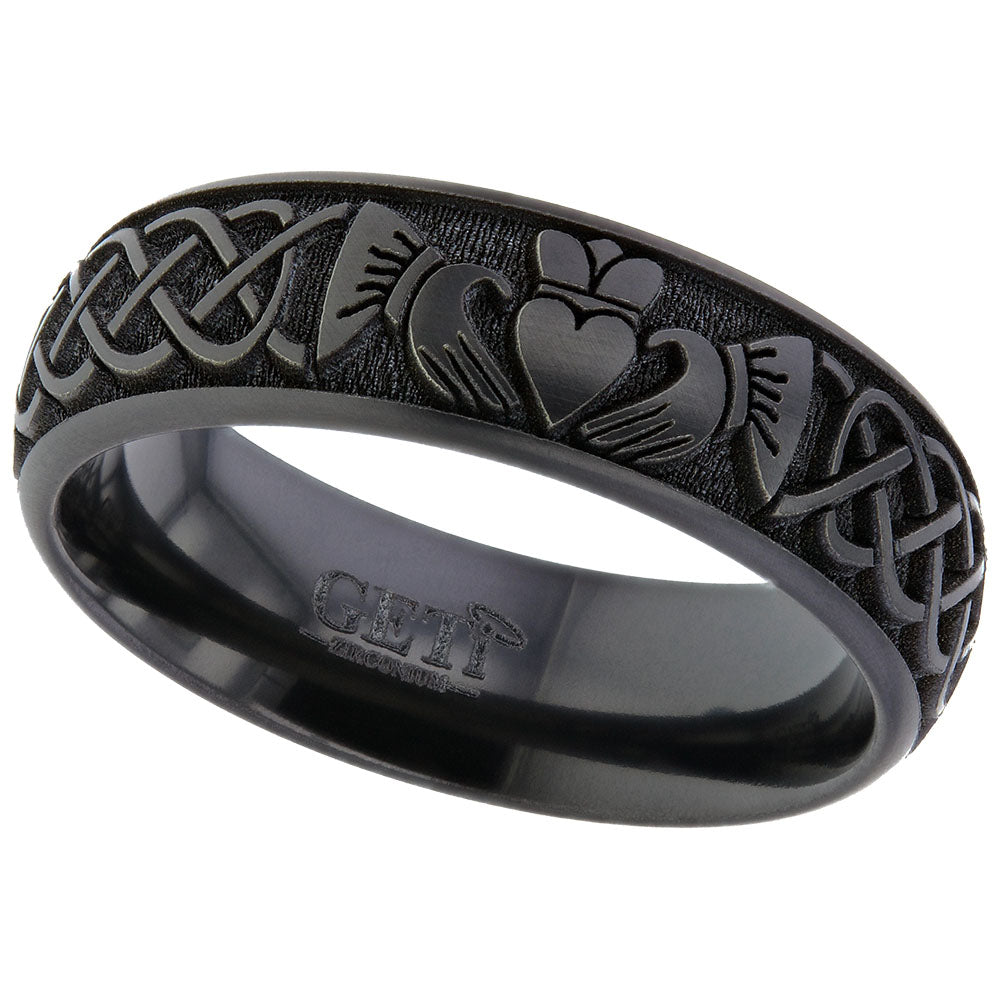 Zirconium Claddagh Ring - 4004B-CLAD