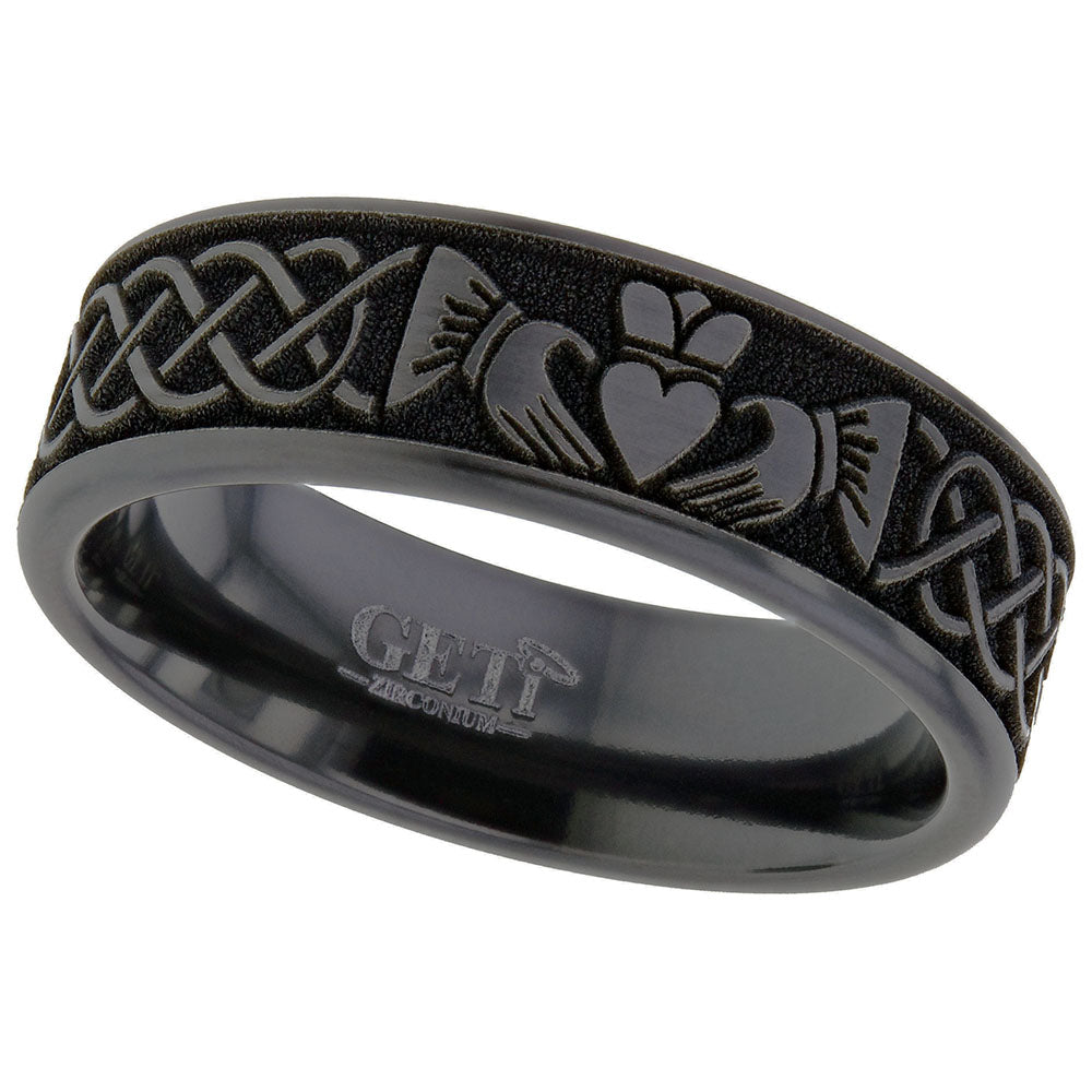 Zirconium Claddagh Ring - 4026B-CLAD
