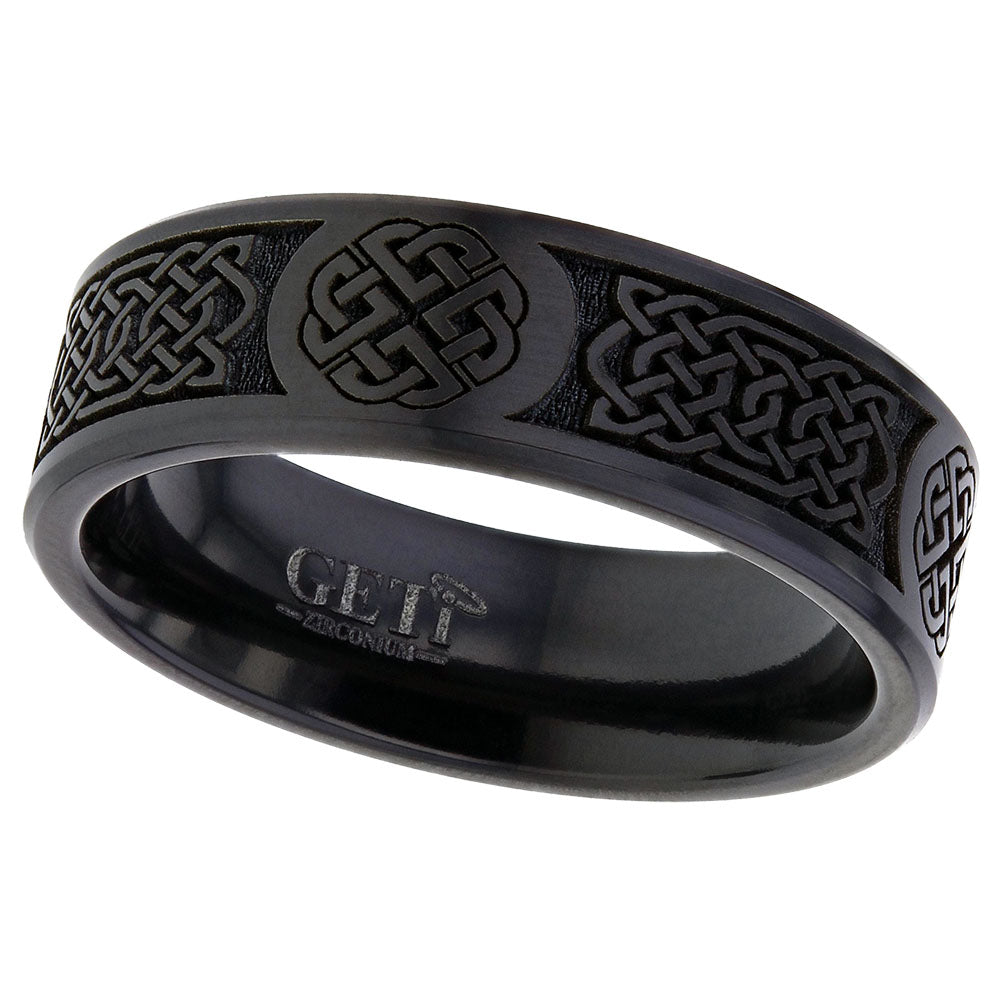 Zirconium Celtic Knotwork Alternating Pattern Ring - 4026CHB-CW5