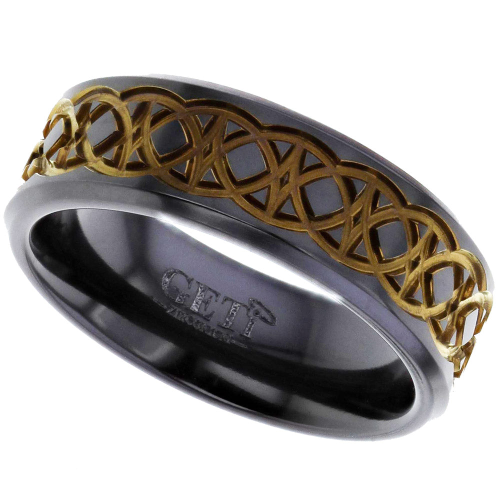 Zirconium Celtic Knotwork Anodised Ring - 4094RB-ANO
