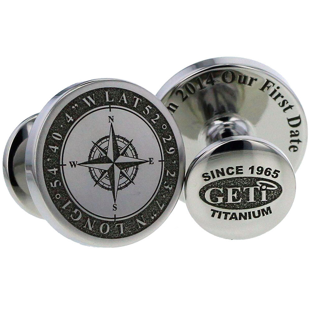 Geti Titanium Circle Compass Cufflinks - 5500-CO-ORD