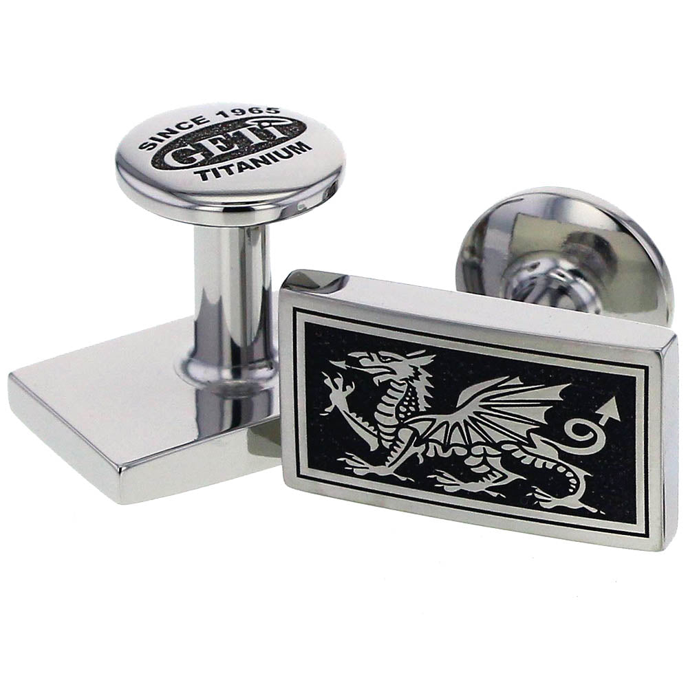 Geti Titanium Welsh Dragon Rectangle Cufflinks - 5502-WD