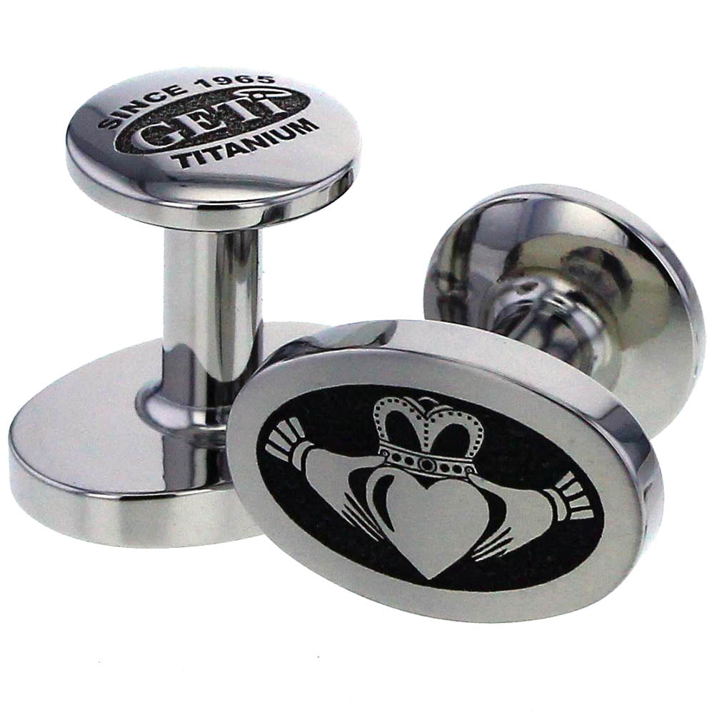 Geti Titanium Oval Claddagh Cufflinks - 5503-CLAD