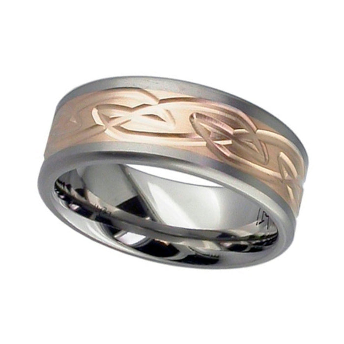 Celtic Titanium And 18ct Rose Gold Ring - T121-18R
