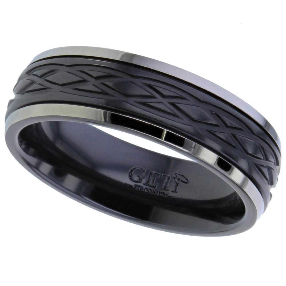 Zirconium Celtic Knotwork Ring - Z036DSDRB+17