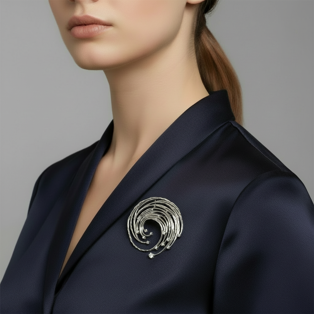 White Gold &amp; Diamond Designer Pendant/Brooch-461GD