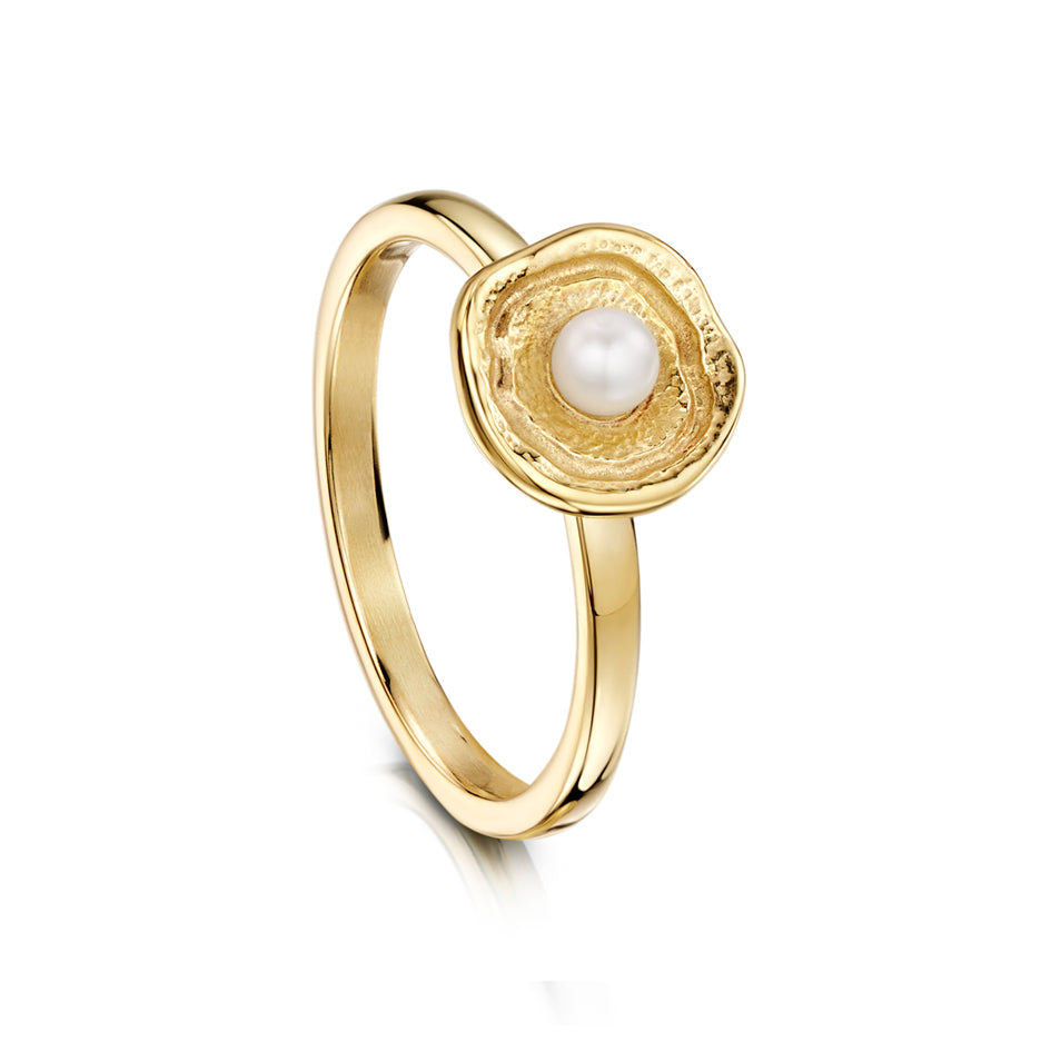 Lunar 9ct Yellow Gold Ring With Pearl - SR00249