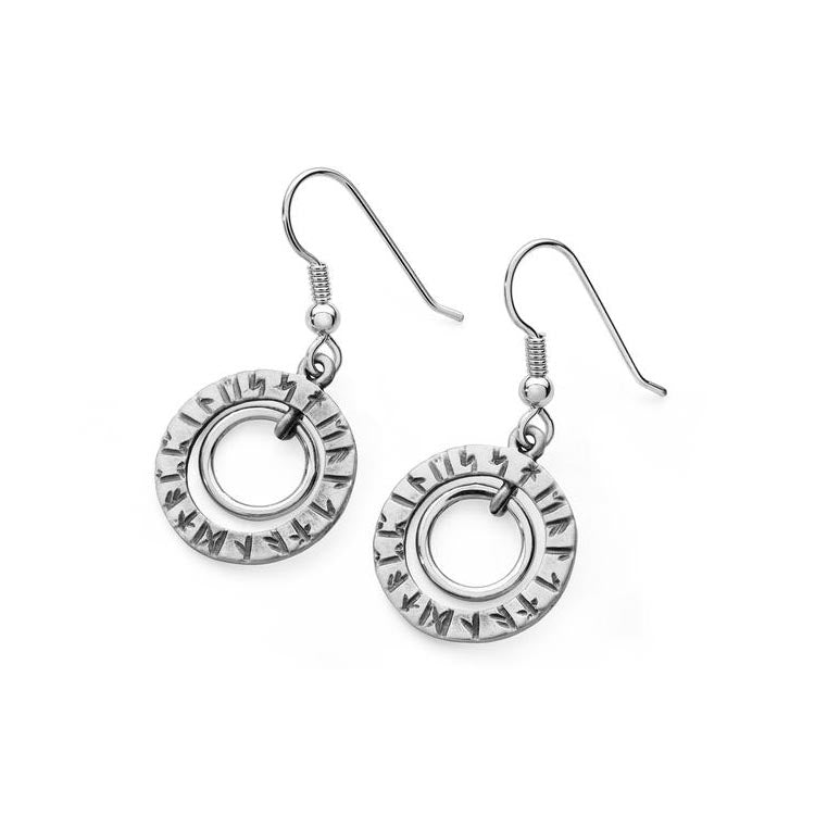 Runic Circle Sterling Silver Earrings - 13032