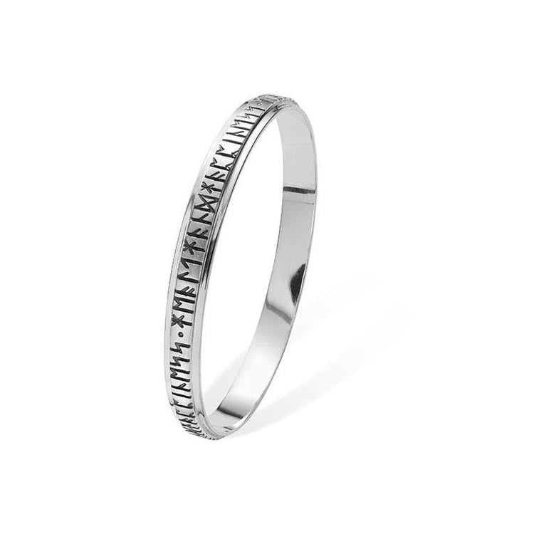 Runic Sterling Silver Bangle - 140032