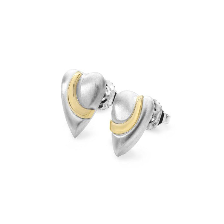 Silver Pebble Heart Stud Earrings 1.2 cm x.8 cm- 14145