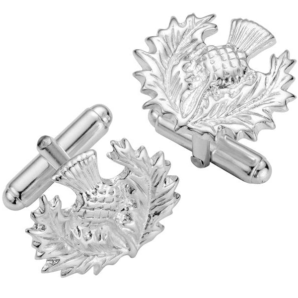 Silver Traditional Thistle Cufflinks - NO143 Celtic Art