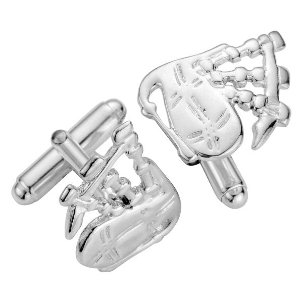 Silver Bagpipe Cufflinks - NO148