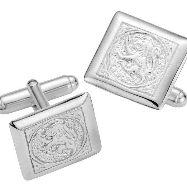 Silver Lion Rampant Relief Cufflinks - NO149 Celtic Art