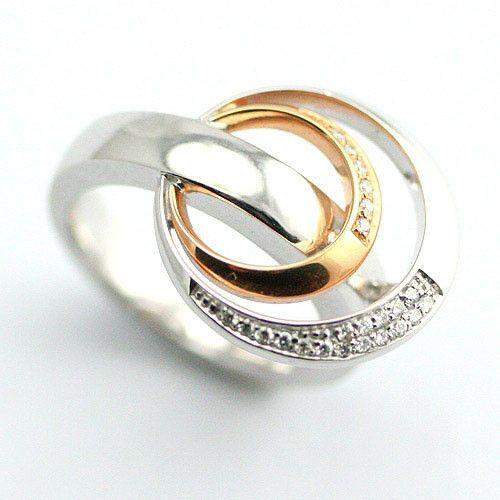 14ct Designer White and Rose Gold Ring-Ogham Jewellery