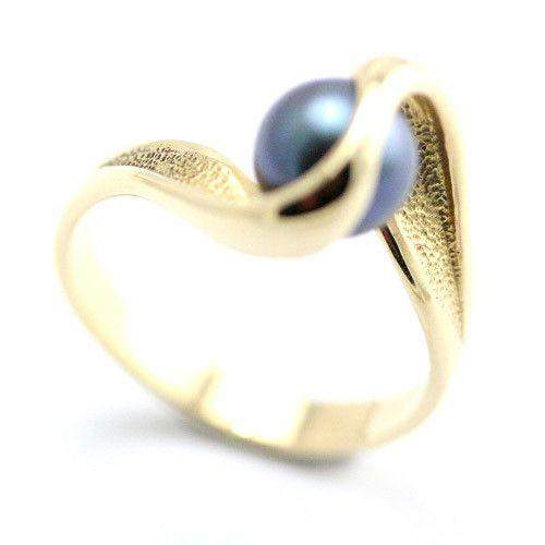 14ct Gold & Black Pearl Designer Ring-Ogham Jewellery