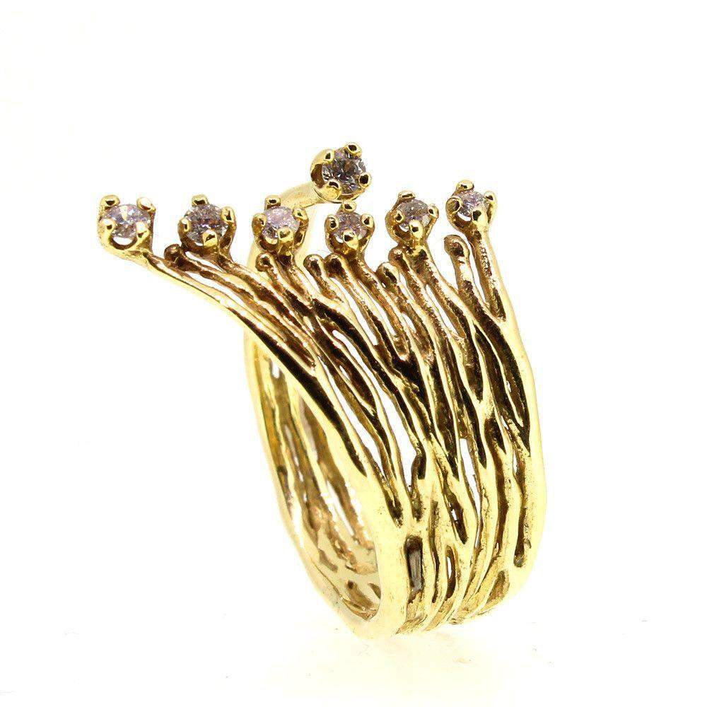 14ct Gold & Diamond Designer Ring -121D-Ogham Jewellery