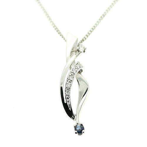 14ct White Gold &amp; Sapphire Pendant GD34-Ogham Jewellery