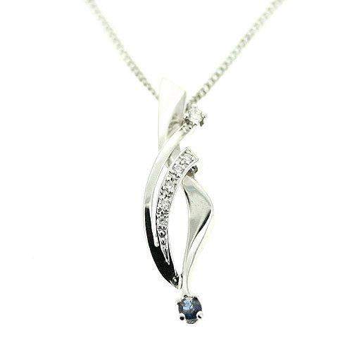 14ct White Gold & Sapphire Pendant GD34-Ogham Jewellery