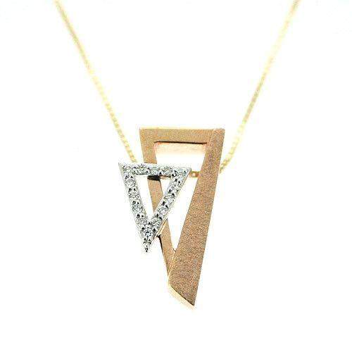 14ct White &amp; Rose Gold &amp; Diamonds Pendant-Ogham Jewellery