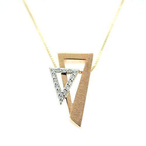 14ct White & Rose Gold & Diamonds Pendant-Ogham Jewellery